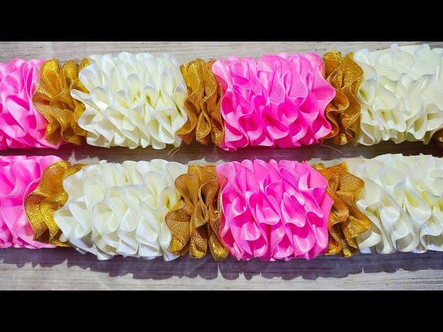 Beautiful Artificial Garland Making ||Ribbon craft Garland|| Handcraft||SUJATA DAS