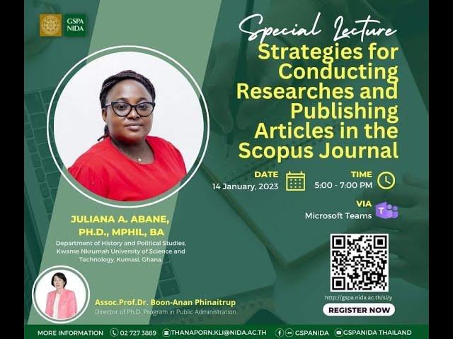 STRATEGIES FOR CONDUCTING RESEARCHES AND PUBLISHING by Dr. Juliana Abagsonema Abane | รศ.นิด้า