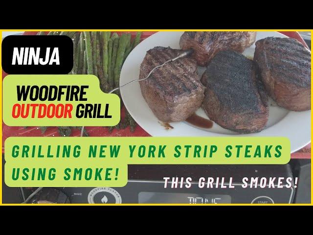 Ninja WoodFire Grill - Grilling Steak and Asparagus using SMOKE - in the new Wood Fire Grill