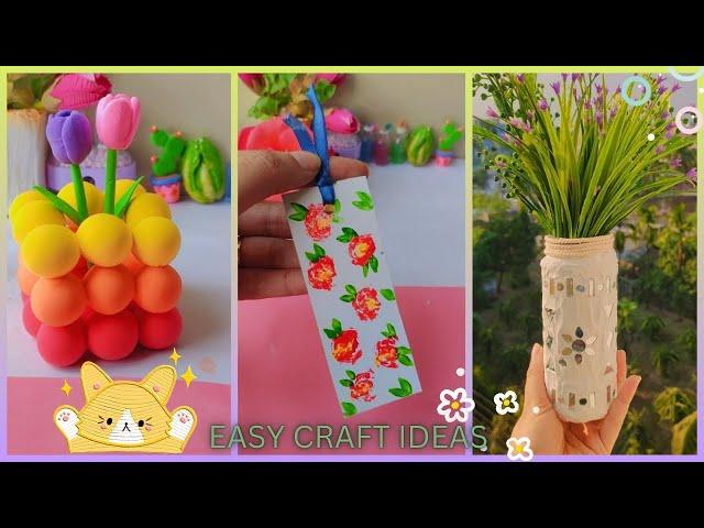 Clay craft flower pot. Bookmark painting. Easy painting using leaf. DIY flower vase. How to.