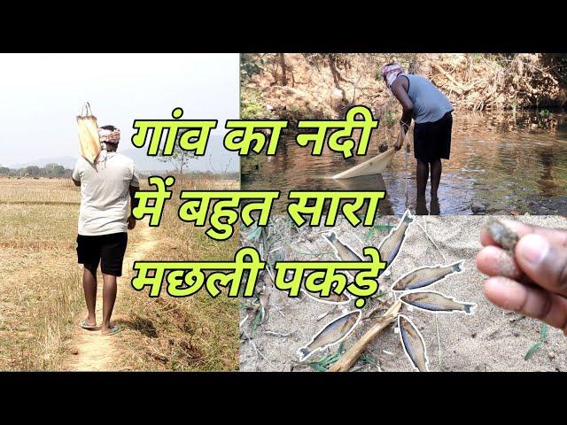 Village fishing||cast net fishing||river fishing||गांव का नदी में मछली कैसे पकड़े @UTMVLOGGS23