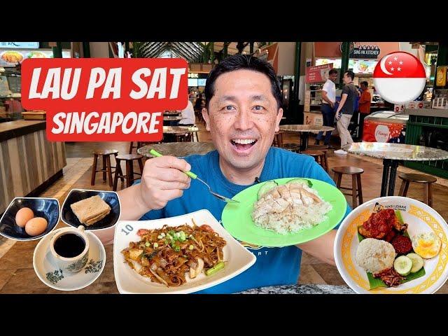 Try These Amazing Singapore Dishes!  Singapore Street Food at Lau Pa Sat Hawker Centre!