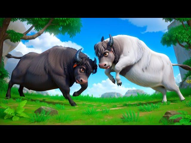 Epic Buffalo Battle: White vs Black Buffalo Showdown! Funny Animal Fights 2024!