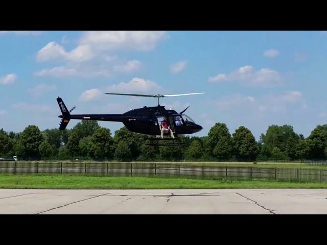 Landing Bell 206B JetRanger III D-HONY with H145 in the Background at Manching ETSI