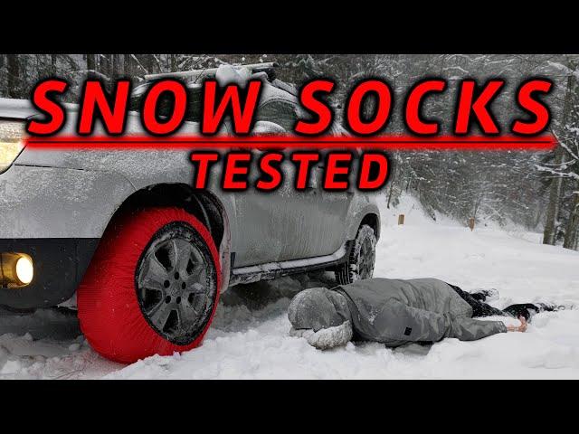 SNOW SOCKS VS SNOW CHAINS | Traction test & brake test