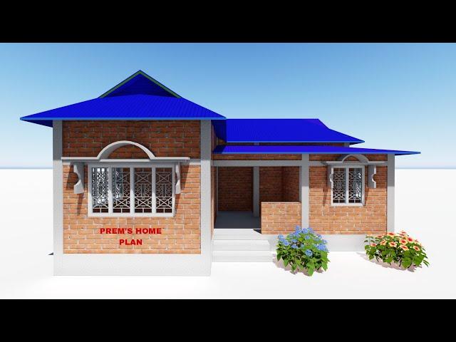 TIN-SHADE 3 rooms house plan by prem's home plan | village style tin shade home design