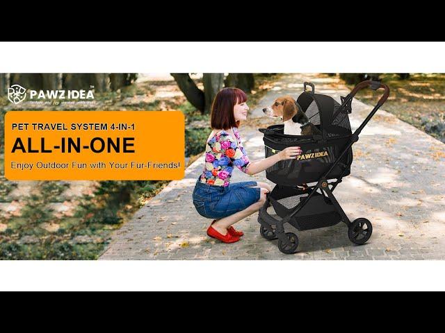 PAWZIDEA Pet Stroller 4 in 1  Dog Strollers for Small Medium Dogs/Cats with Detachable Carrier 