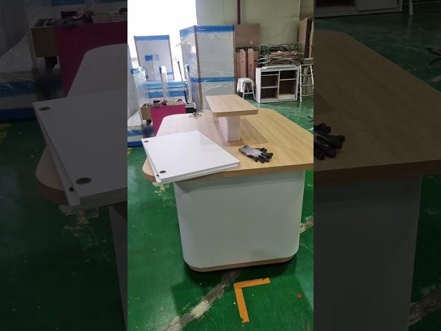 화장품 판매대 세일매대 제작중 인테리어 시트지 필름 마감