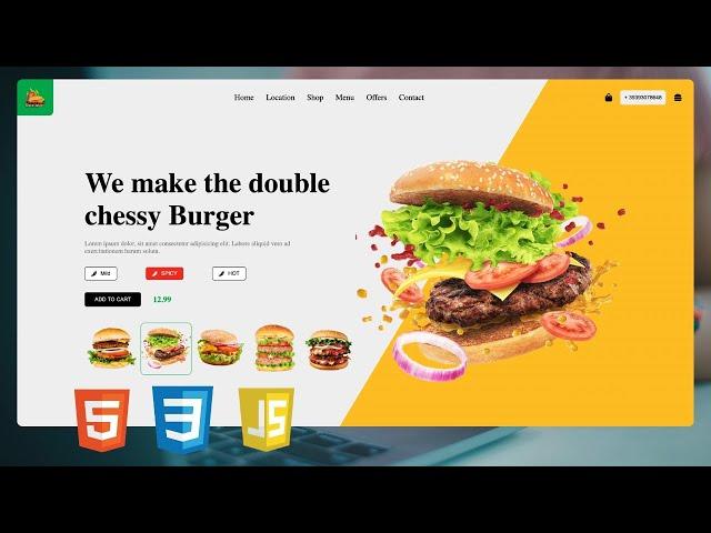 Build a Responsive Burger Restaurant Website | HTML, CSS, JavaScript Tutorial for Beginners