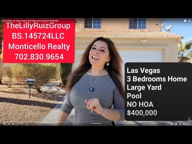 Just Listed Las Vegas Home with large yard and pool ,$400,000