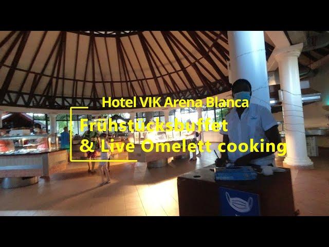 Dominikanische Republik Punta Cana: Hotel VIK Areana Blanca Frühstücksbuffet & live Omelett cooking