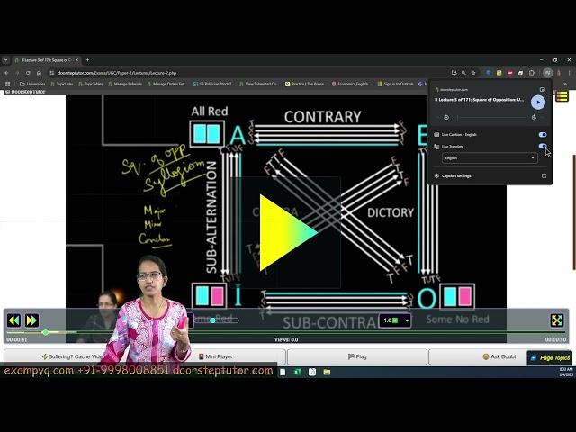 Live Caption and Translate Option now available on Lectures @ doorsteptutor.com and exampyq.com