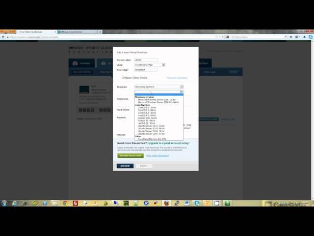 Create a VM Server on VMware Hybrid Cloud Evaluation