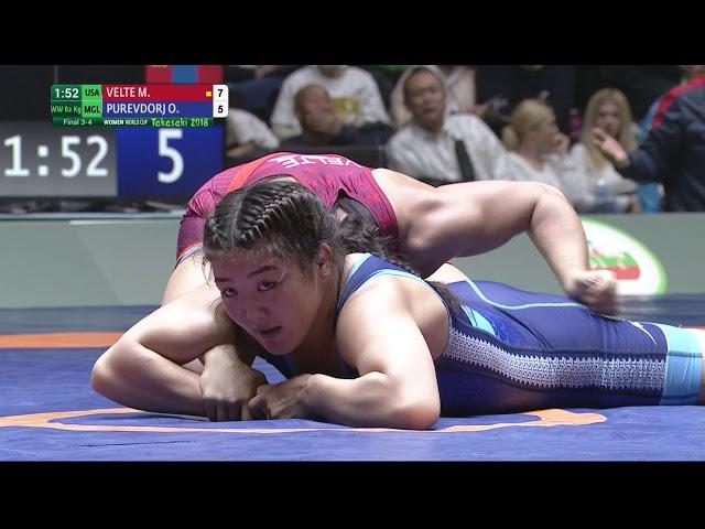 BRONZE WW - 62 kg: M. VELTE (USA) v. O. PUREVDORJ (MGL)