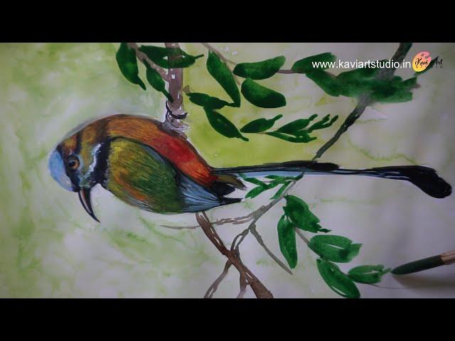 Bird Painting Watercolor | Watercolor Painting Easy for Beginners | Kavi Art Studio #birdpainting