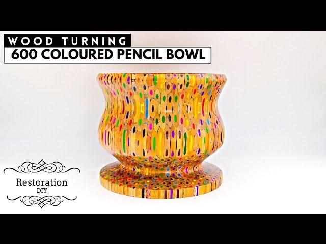 Woodturning | Coloured Pencil Bowl | Restoration DIY