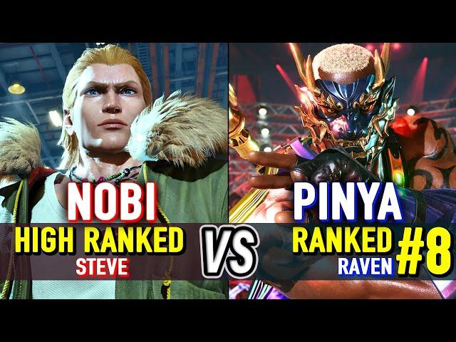 T8  NOBI (High Ranked Steve) vs PINYA (#8 Ranked Raven)  Tekken 8 High Level Gameplay