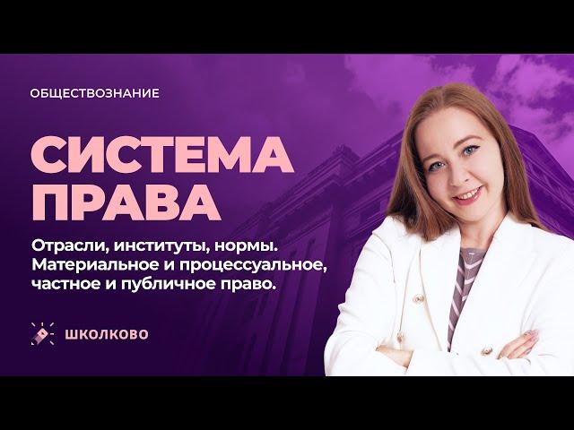 Система права: отрасли, институты, нормы. Материальное и процессуальное, частное и публичное право.