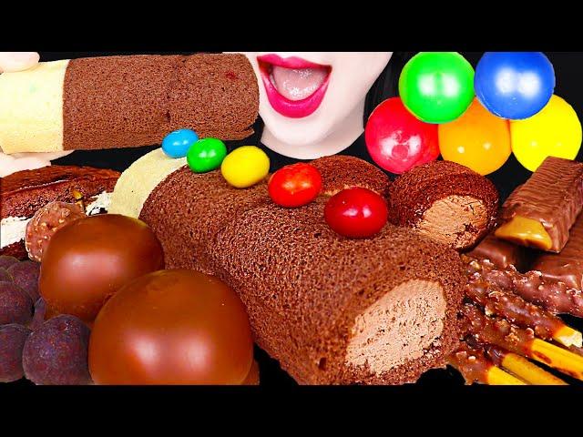 ASMR Giant Chocolate Cake Stick, Marshmallow 대왕 초콜릿 케이크 스틱 마쉬멜로우 먹방 Mukbang, Eating