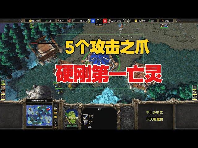 5个攻击之爪，林瓜瓜拼了，硬刚韩国第一亡灵！魔兽争霸3