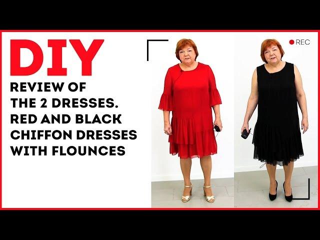 DIY: Review of the 2 dresses. Red and black chiffon dresses with flounces