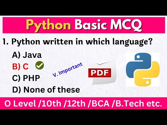 O level python language Practice set [m3r5]| Python mcq questions and answers|python mcq online test