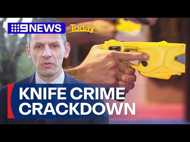 Victorian police to be equipped with tasers amid rising knife crime | 9 News Australia