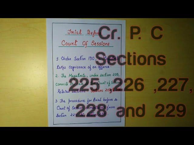 Trial before court of sessions ( sections 225 ,226,227,228,229)