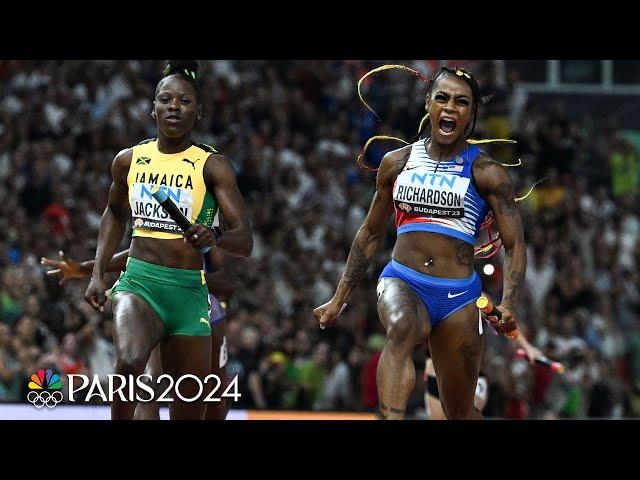 Sha'Carri vs Shericka ANCHOR SHOWDOWN decides EPIC 4x100 between USA and Jamaica | NBC Sports