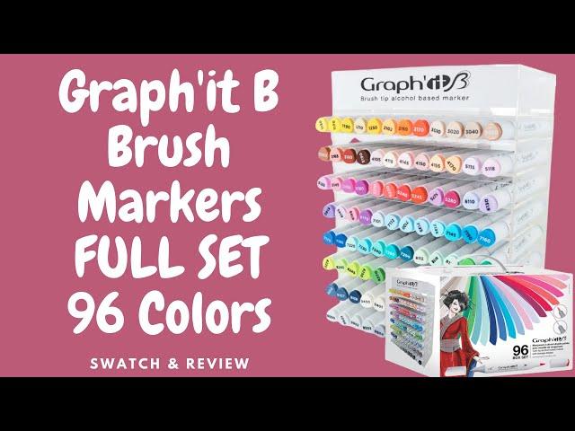 Graph'it B Alcohol Brush & Fineliner Marker 96 colors set Review & Swatch Color Chart