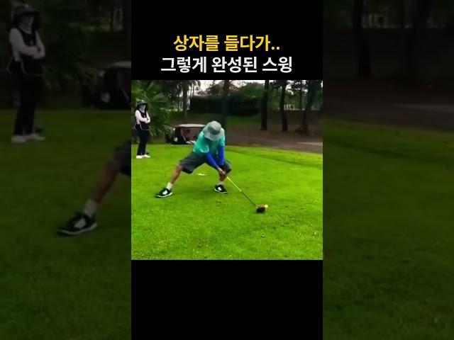 상자를 들다 완성된 스윙 #골프 #웃긴영상 #골프스윙