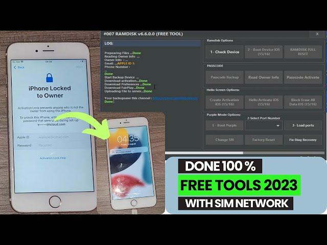 IPHONE 6 6S 7 7S 8.. bypass passcode, Icloud with Free tools without jailbreak IOS 15xx