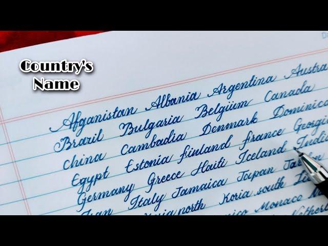 how to write most beautiful cursive handwriting country's name handwriting in english