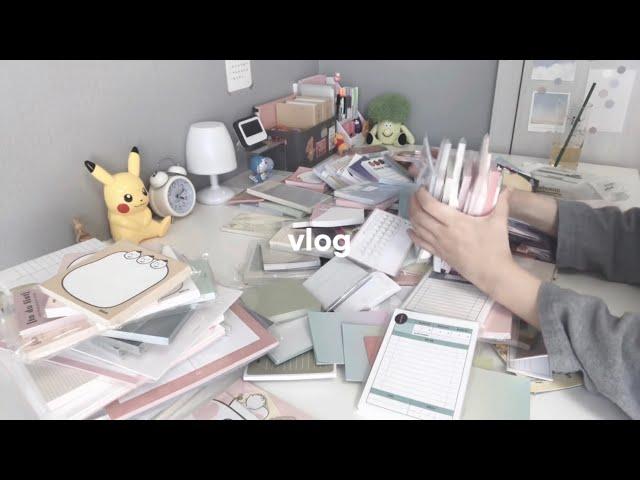 SUB) VLOG | organize notes and unbox notebook pouch