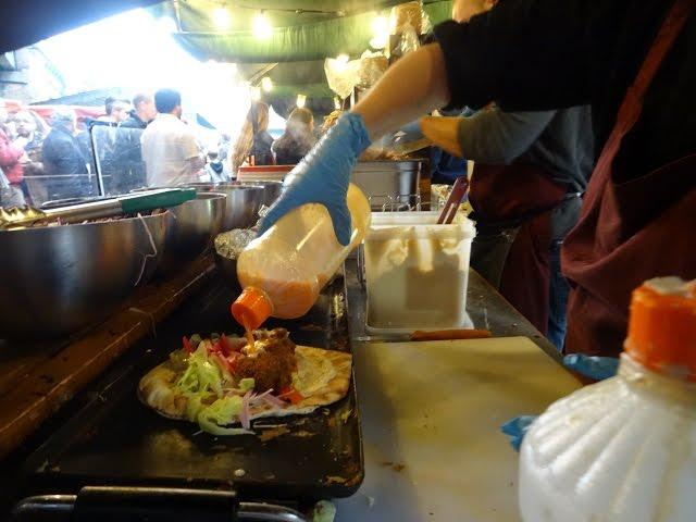 Yummy Falafel "Wraps at "Nana Fanny's" Street Food stall in Borough Market, London.