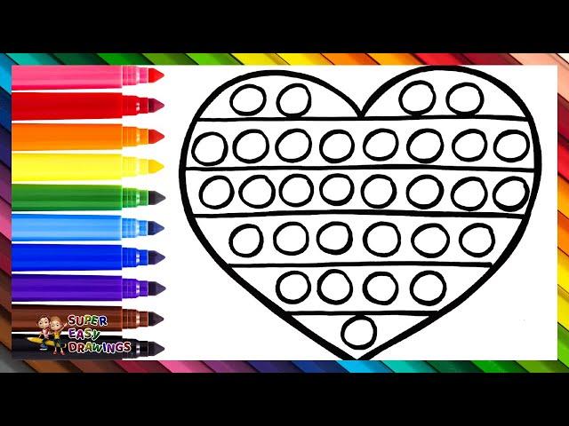 Drawing and Coloring a Heart POP IT 🟠🟡🟢🟣 Drawings for Kids