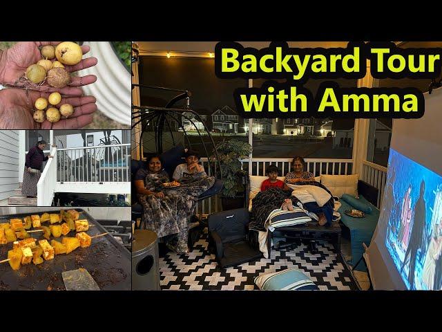 அம்மாவுடன் எங்க வீட்டு தோட்டத்தில் Movie time ~ BACKYARD Tour IN OUR HOUSE~ Family Traveler VLOGS