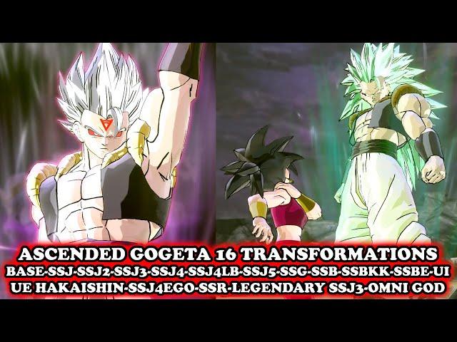 Ascended Gogeta 16 Forms [Base-SSJ-2-3-4-4LB-5-SSG-SSB-BKK-SSBE-UI-GoD-4UE-SSR-Legendary- Omni] XV2