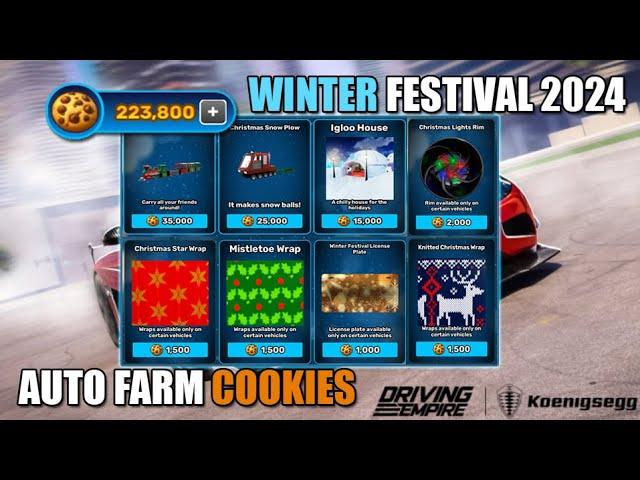 ️Winter Festival 2024 Driving Empire Script Hack • Auto Farm Cookies [Roblox]