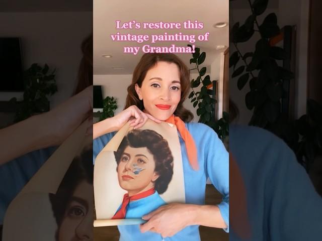 Restoring a 60 year old painting of my Grandma  #vintage #vintagefashion #vintagerestoration