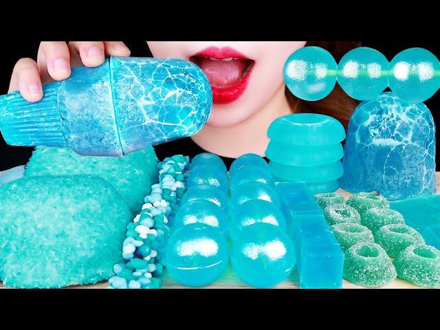 ASMR JEWELRY CANDY, ICE, JELLY, SNOBALLS MARSHMALLOW CAKE 하늘색 디저트 먹방 EATING SOUNDS MUKBANG 咀嚼音