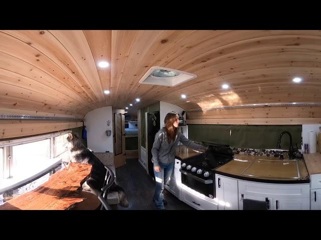 Skoolie Kitchen : School Bus Tour by Wolf Dog Buses (The Voyager)