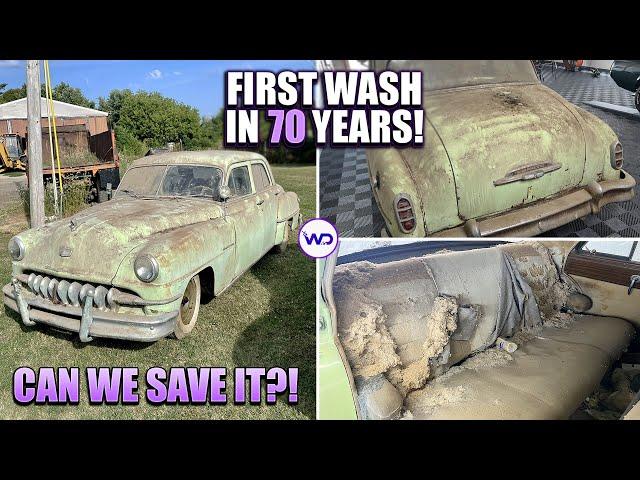 Disaster Barnyard Find | First Wash In 70 Years! | ABANDONED Desoto | Car Detailing Restoration