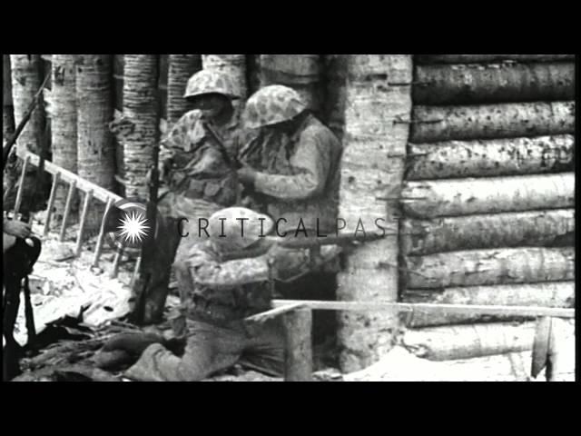 War scenes during Battle of Tarawa, World War II. HD Stock Footage