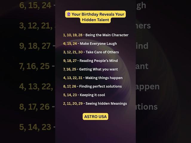  Your Birthday Reveals Your Hidden Talent ! Numerology Secrets #zodiac  #astrology ##horoscope #usa