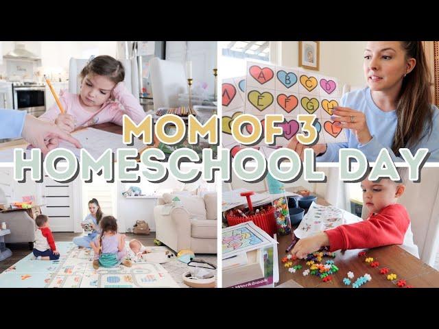 FULL HOMESCHOOL DAY IN THE LIFE (PRESCHOOL + KINDERGARTEN) | MOM OF THREE | KAYLA BUELL