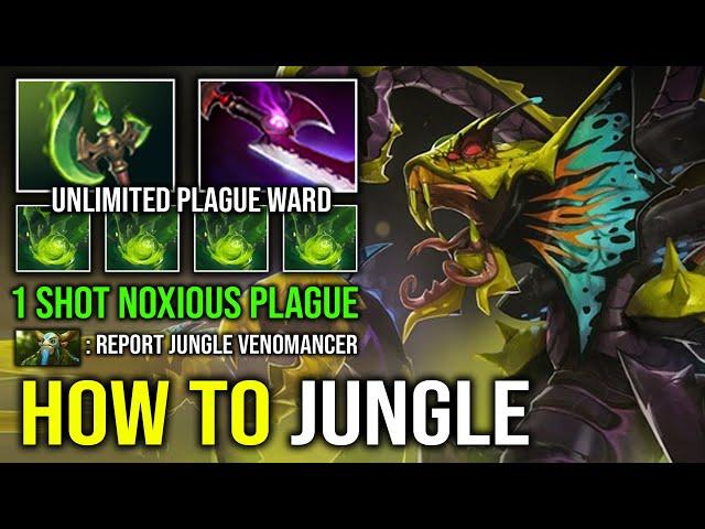 How to Jungle VENOMANCER From Level 1 with Unlimited Plague Ward 1 Shot Noxious Plague Dota 2