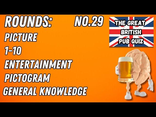 Great British Pub Quiz: Picture Round, 1-10, Entertainment, Pictogram & General Knowledge l#29