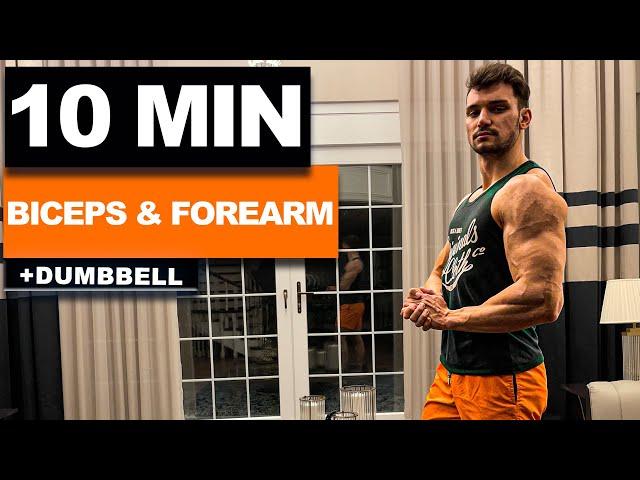 10 Min Dumbbell Bicep & Forearm Workout | Get HUGE BICEPS at home! | velikaans