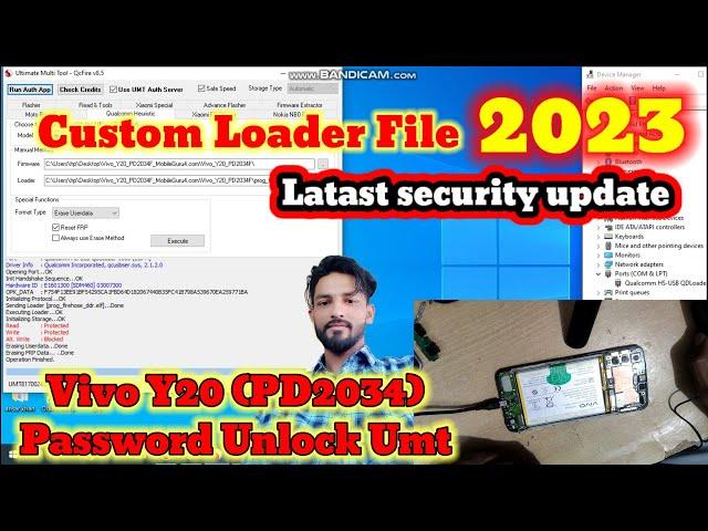 Vivo Y20 (PD2034) Password Unlock Umt QcFire Latast Security Update With Custom Auth file 2023